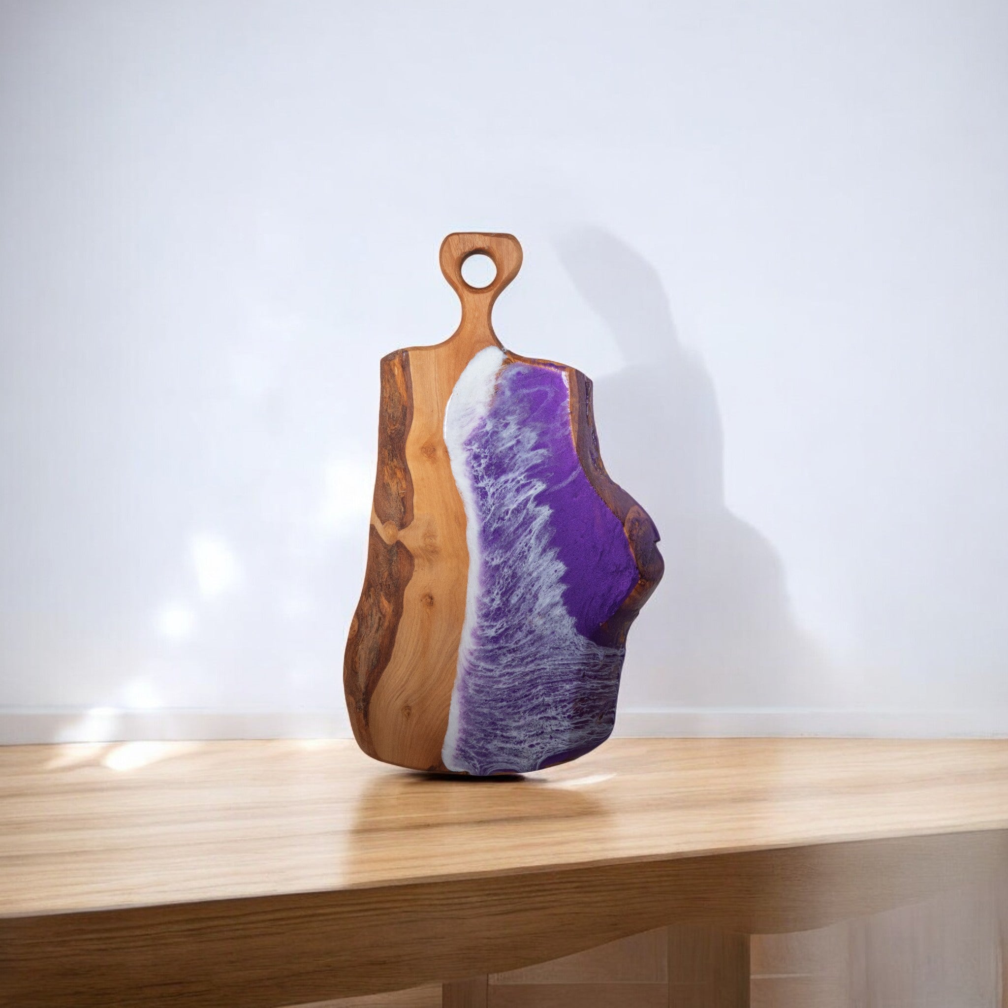 Purple Handcrafted Ocean Wave Olive Wood Charcuterie Board - Serving Platter