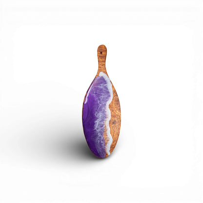 Purple Handcrafted Ocean Wave Olive Wood Charcuterie Board - Serving Platter