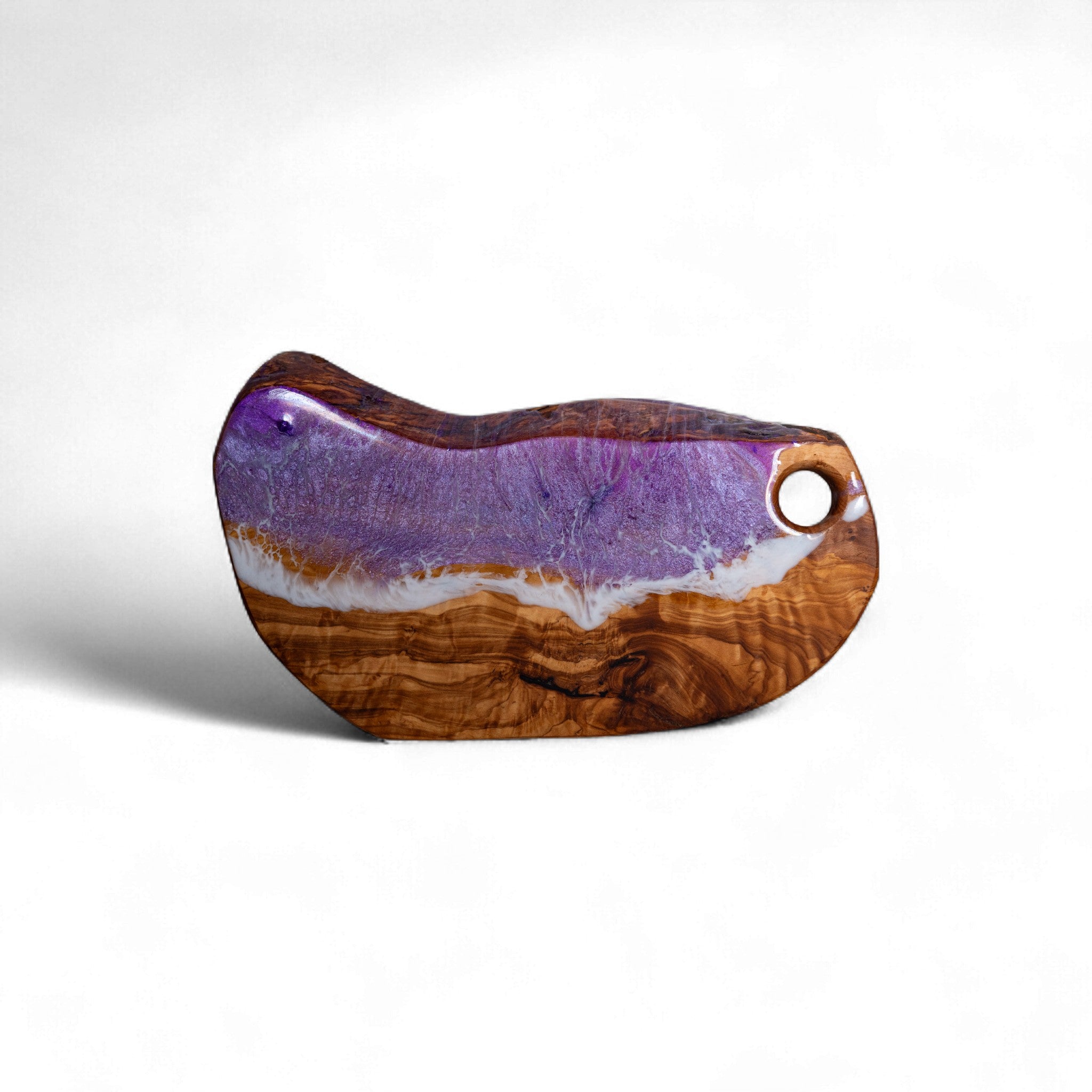Purple Handcrafted Ocean Wave Olive Wood Charcuterie Board - Serving Platter