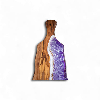 Purple Handcrafted Ocean Wave Olive Wood Charcuterie Board - Serving Platter