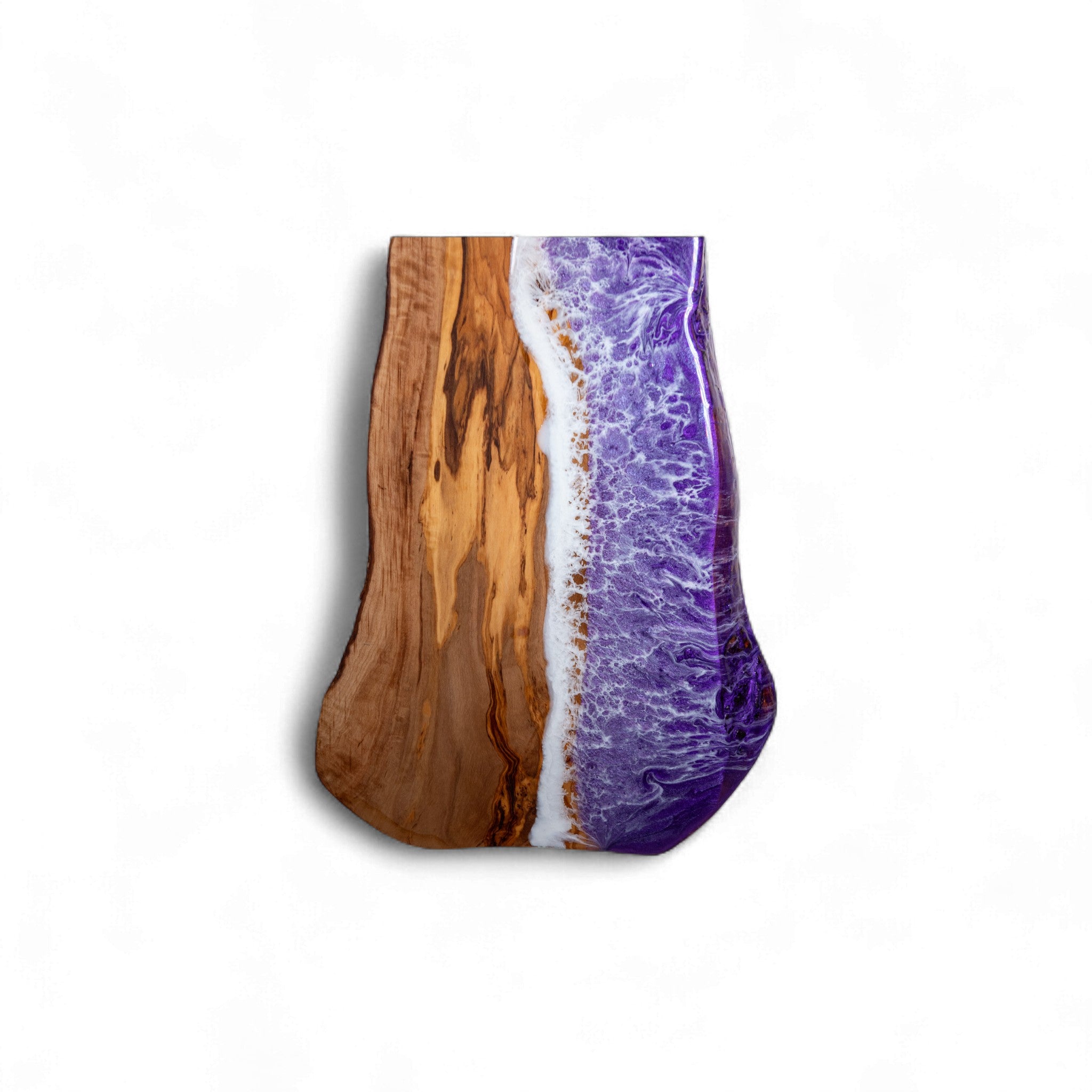 Purple Handcrafted Ocean Wave Olive Wood Charcuterie Board - Serving Platter