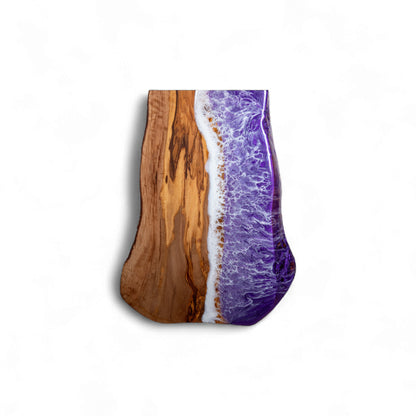 Purple Handcrafted Ocean Wave Olive Wood Charcuterie Board - Serving Platter