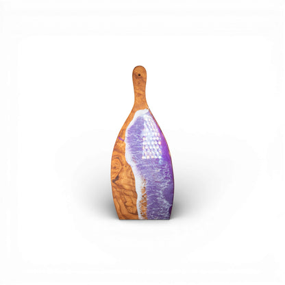 Purple Handcrafted Ocean Wave Olive Wood Charcuterie Board - Serving Platter