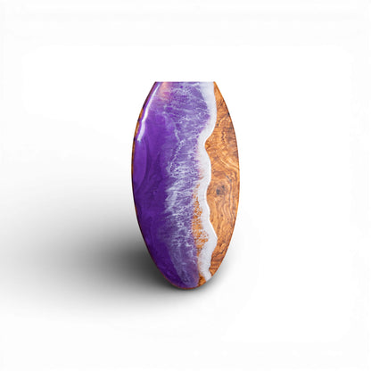 Purple Handcrafted Ocean Wave Olive Wood Charcuterie Board - Serving Platter