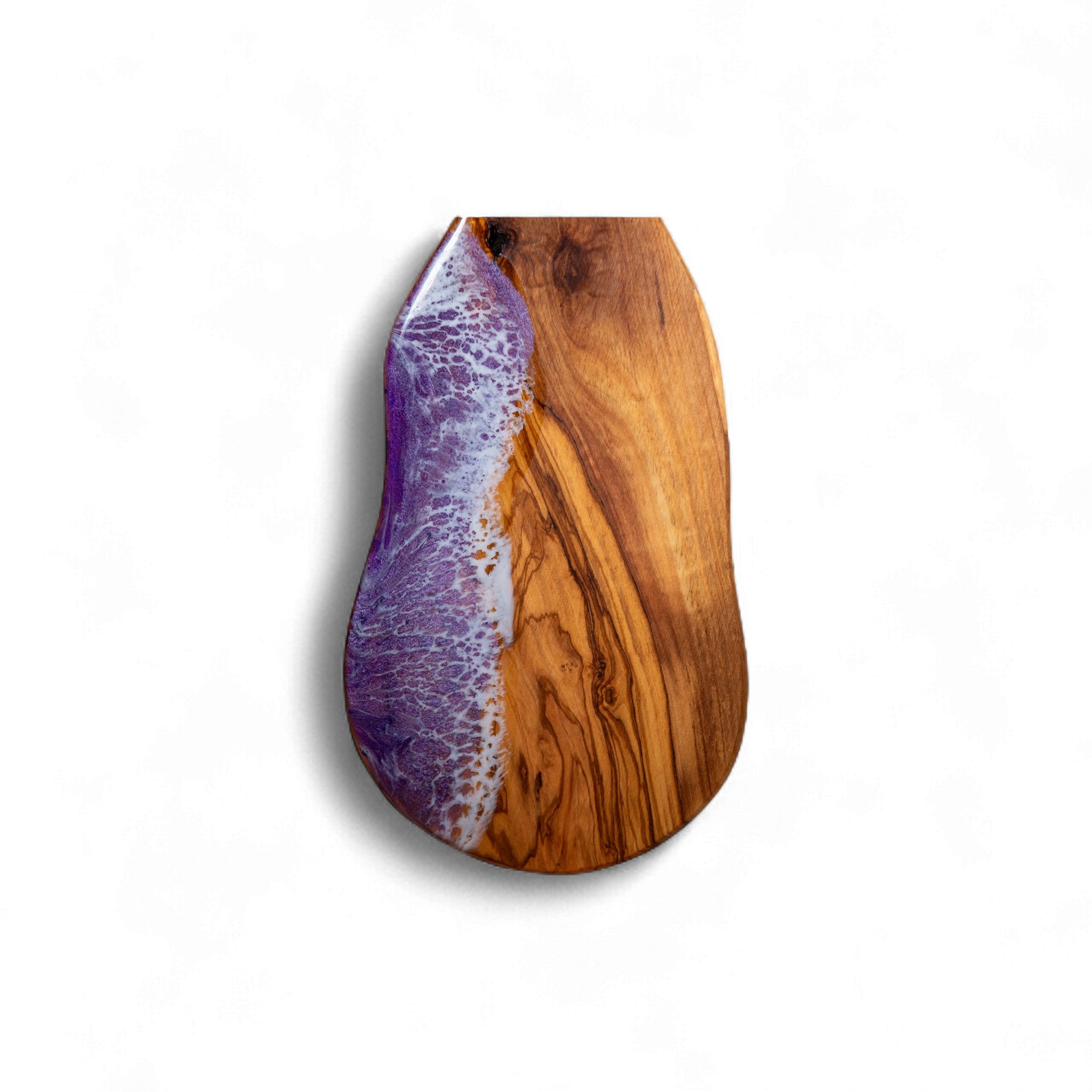 Purple Handcrafted Ocean Wave Olive Wood Charcuterie Board - Serving Platter