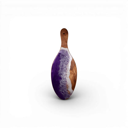Purple Handcrafted Ocean Wave Olive Wood Charcuterie Board - Serving Platter