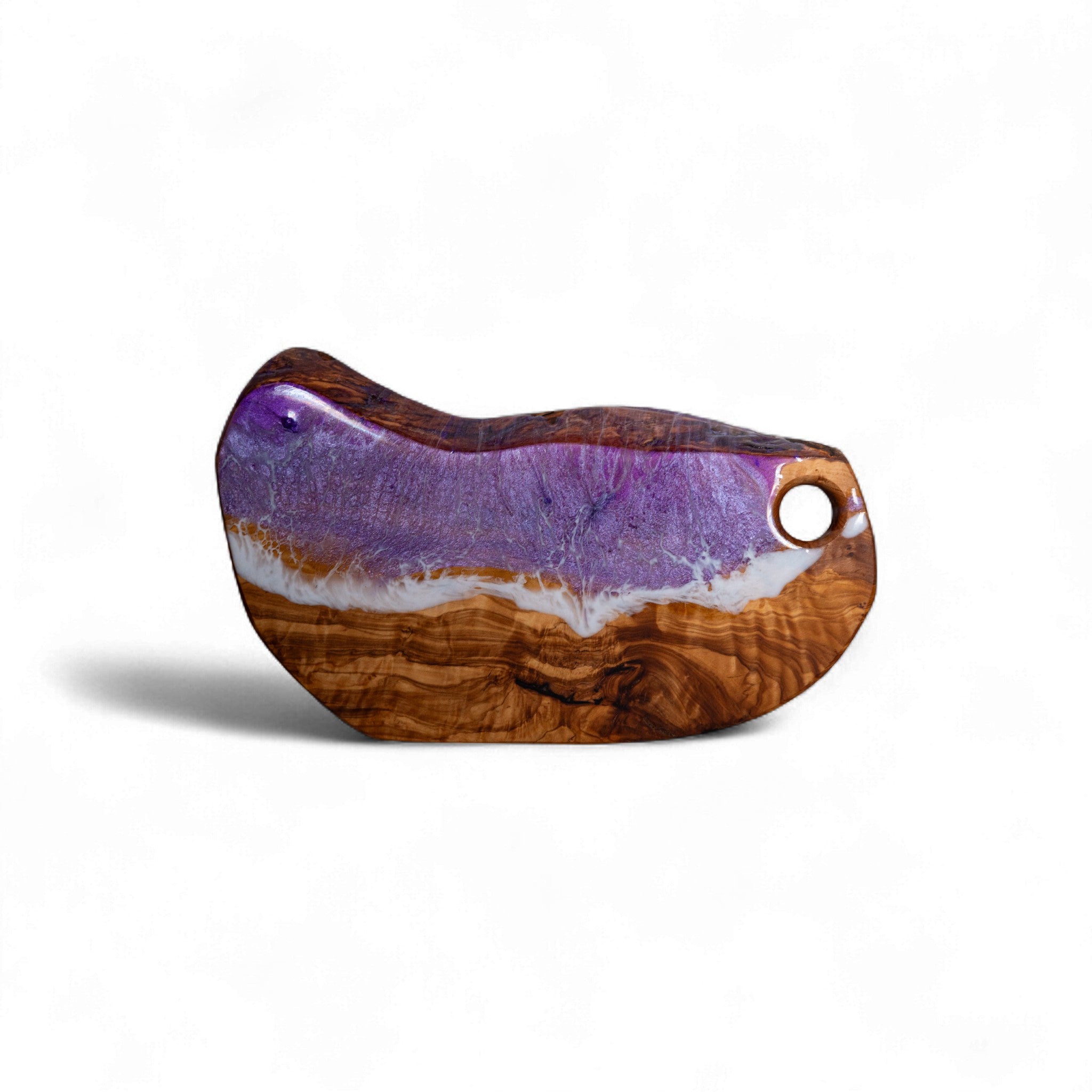 Purple Handcrafted Ocean Wave Olive Wood Charcuterie Board - Serving Platter