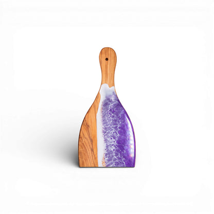Purple Handcrafted Ocean Wave Olive Wood Charcuterie Board - Serving Platter
