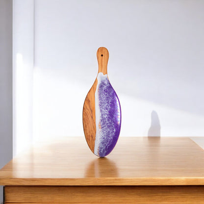 Purple Handcrafted Ocean Wave Olive Wood Charcuterie Board - Serving Platter