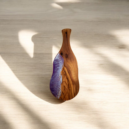 Purple Handcrafted Ocean Wave Olive Wood Charcuterie Board - Serving Platter
