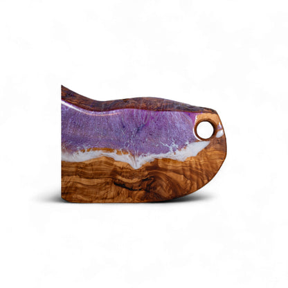 Purple Handcrafted Ocean Wave Olive Wood Charcuterie Board - Serving Platter