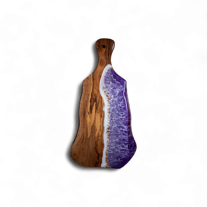 Purple Handcrafted Ocean Wave Olive Wood Charcuterie Board - Serving Platter