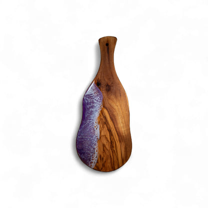 Purple Handcrafted Ocean Wave Olive Wood Charcuterie Board - Serving Platter