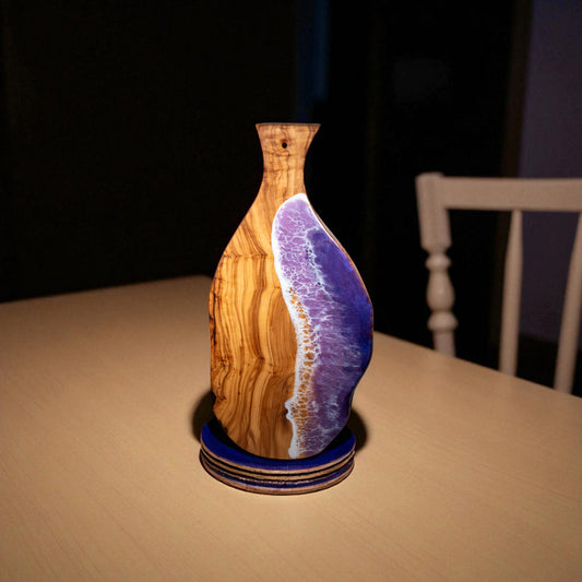 Purple Handcrafted Ocean Wave Olive Wood Charcuterie Board - Serving Platter