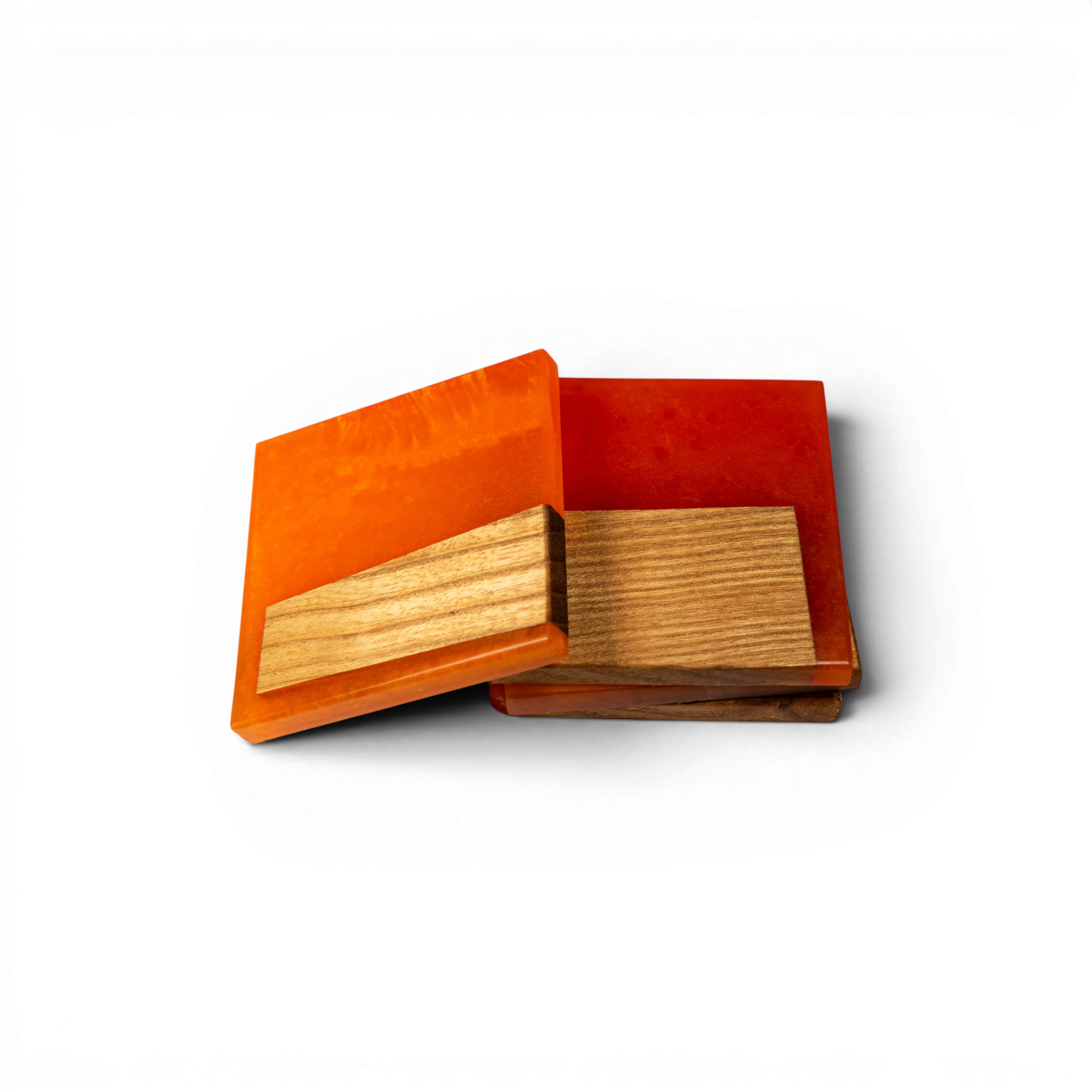 Sassafras Wood with Orange Epoxy Coaster