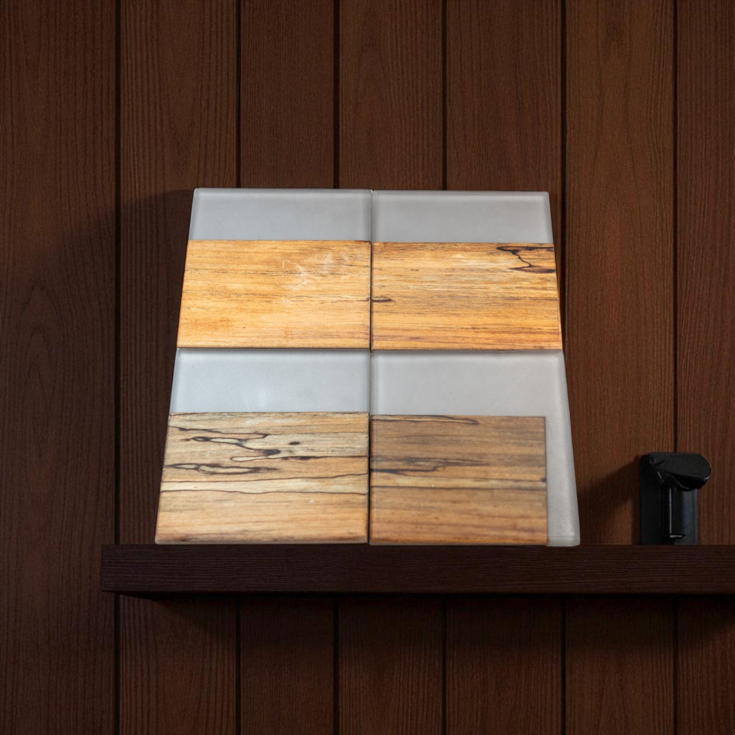 Spalted Hickory with Smoke Epoxy Coaster