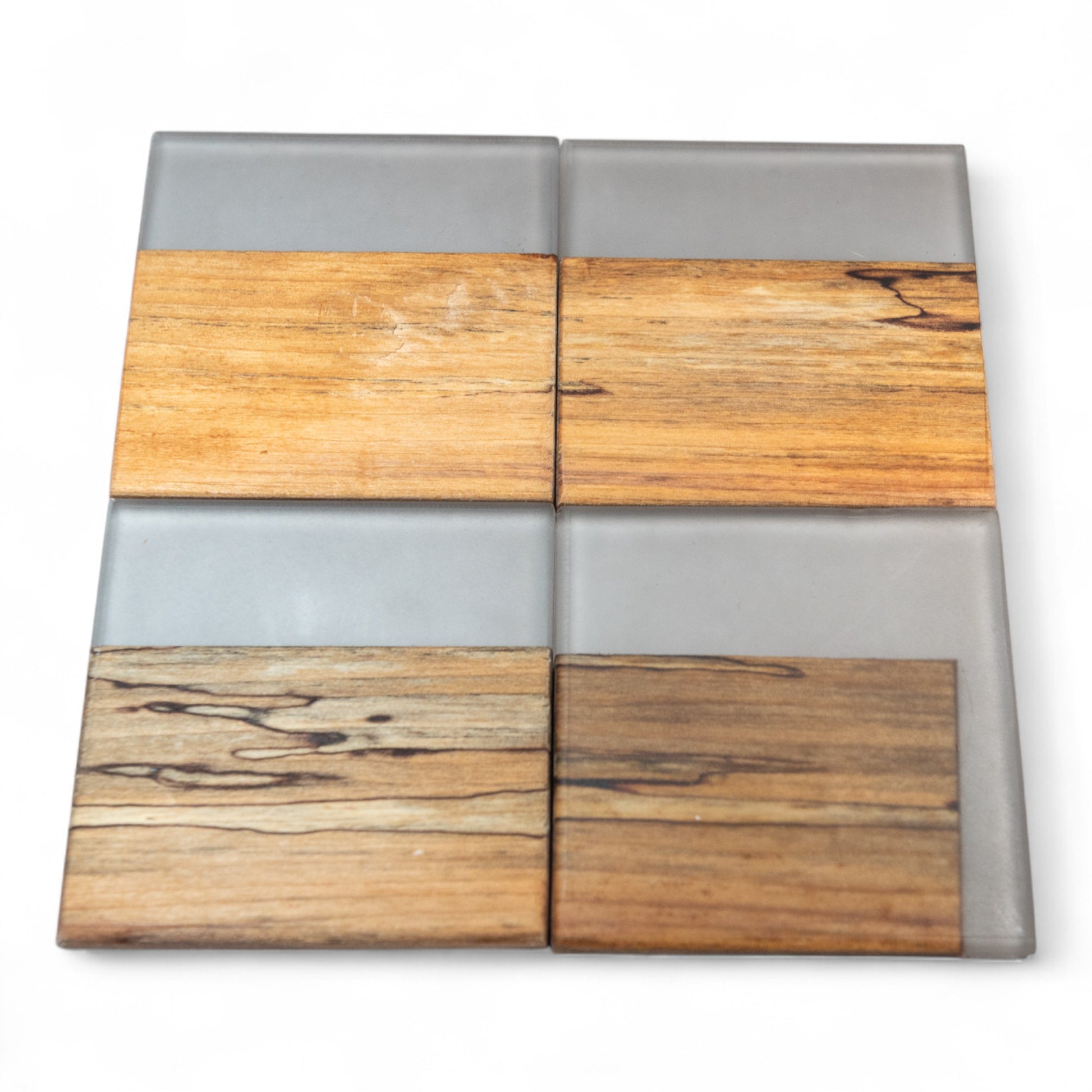 Spalted Hickory with Smoke Epoxy Coaster