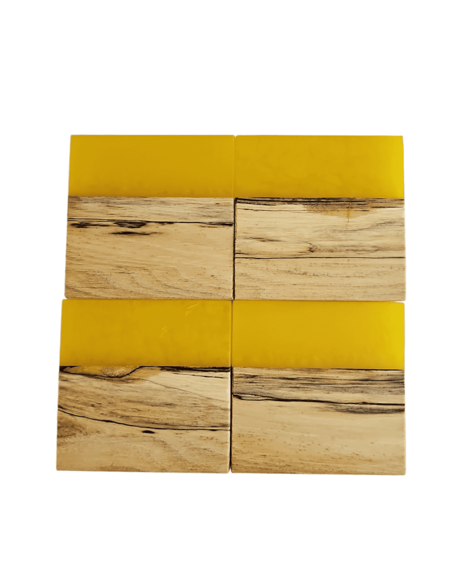 Spalted Hickory with Yellow Epoxy Coaster