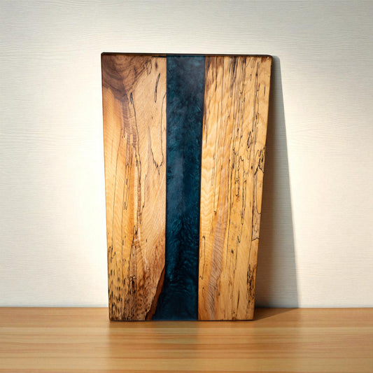 Spalted Maple Wood Metal Gray Epoxy Charcuterie Boards/Serving Board, Cutting Board