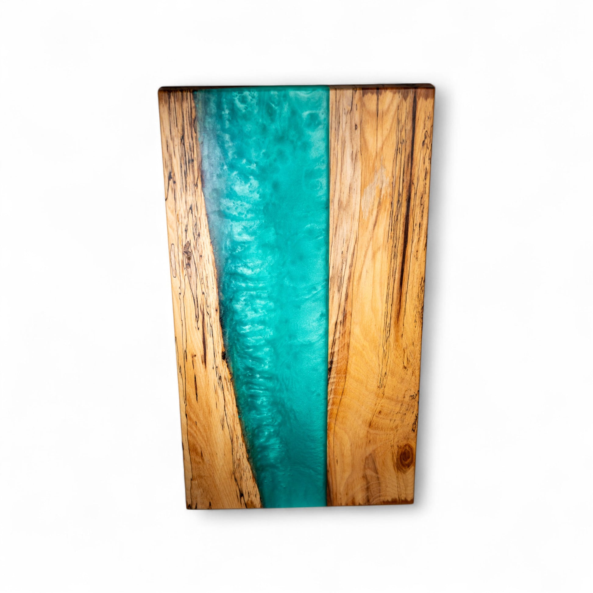 Spalted Maple Wood Turquoise Epoxy Charcuterie Boards/Serving Board