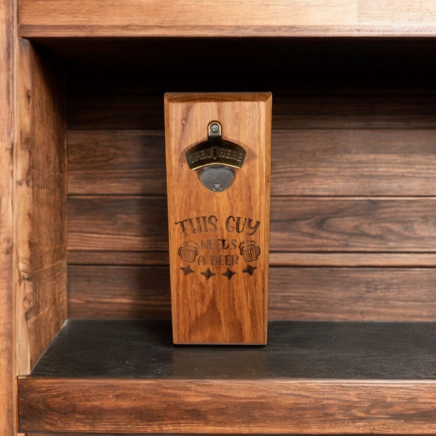 This Guy Need a Beer" Wall Mounted Magnetic Bottle Opener