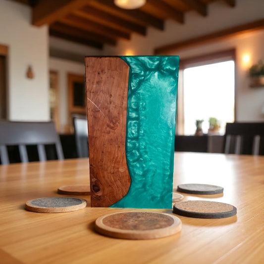 Turquoise Epoxy Apple Wood Charcuterie Boards/Serving Board