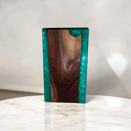Turquoise Epoxy Walnut Wood Charcuterie Boards/Serving Board with Handle