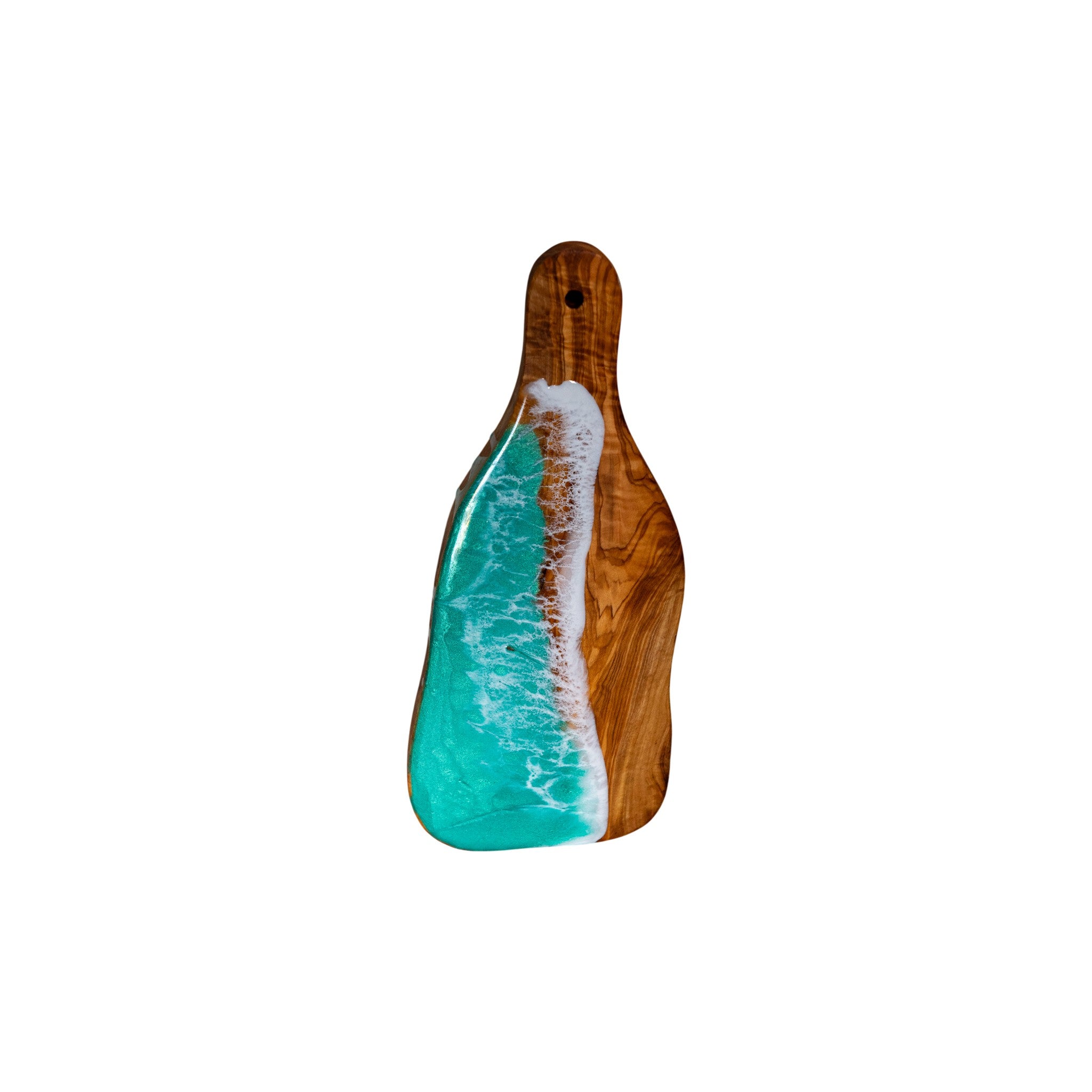 Turquoise Handcrafted Ocean Wave Olive Wood Charcuterie Board- Serving Platter