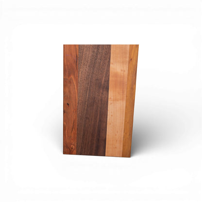 Hardwood cutting board walnut ash cherry grain detail