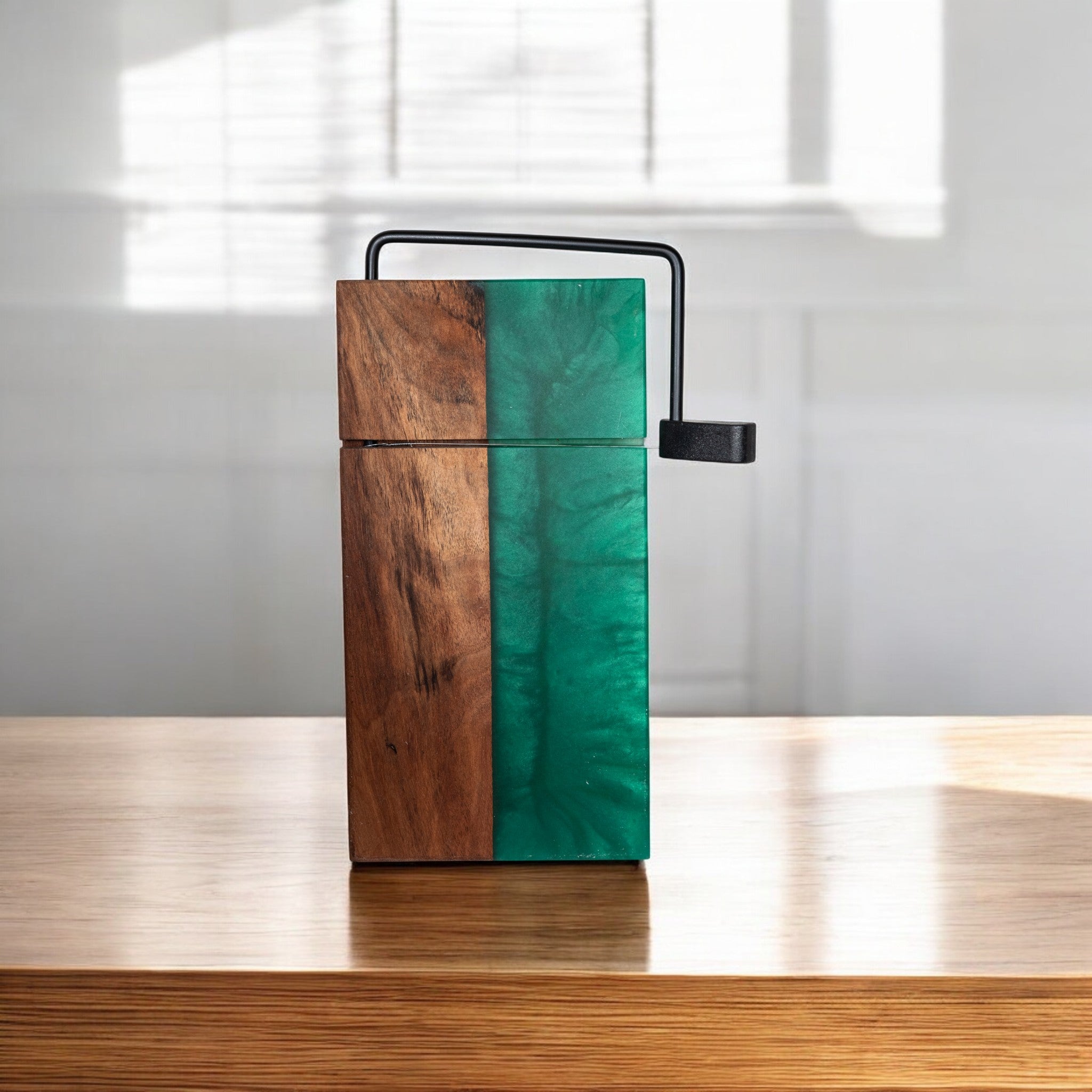 Walnut Wood Green Epoxy Cheese Slicer Board