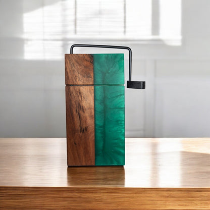 Walnut Wood Green Epoxy Cheese Slicer Board