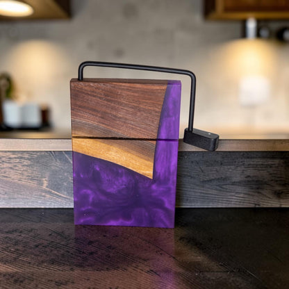 Walnut Wood Purple Epoxy Cheese Slicer Board