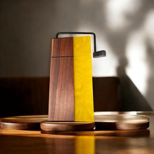 Walnut Wood Yellow Epoxy Cheese Slicer Board