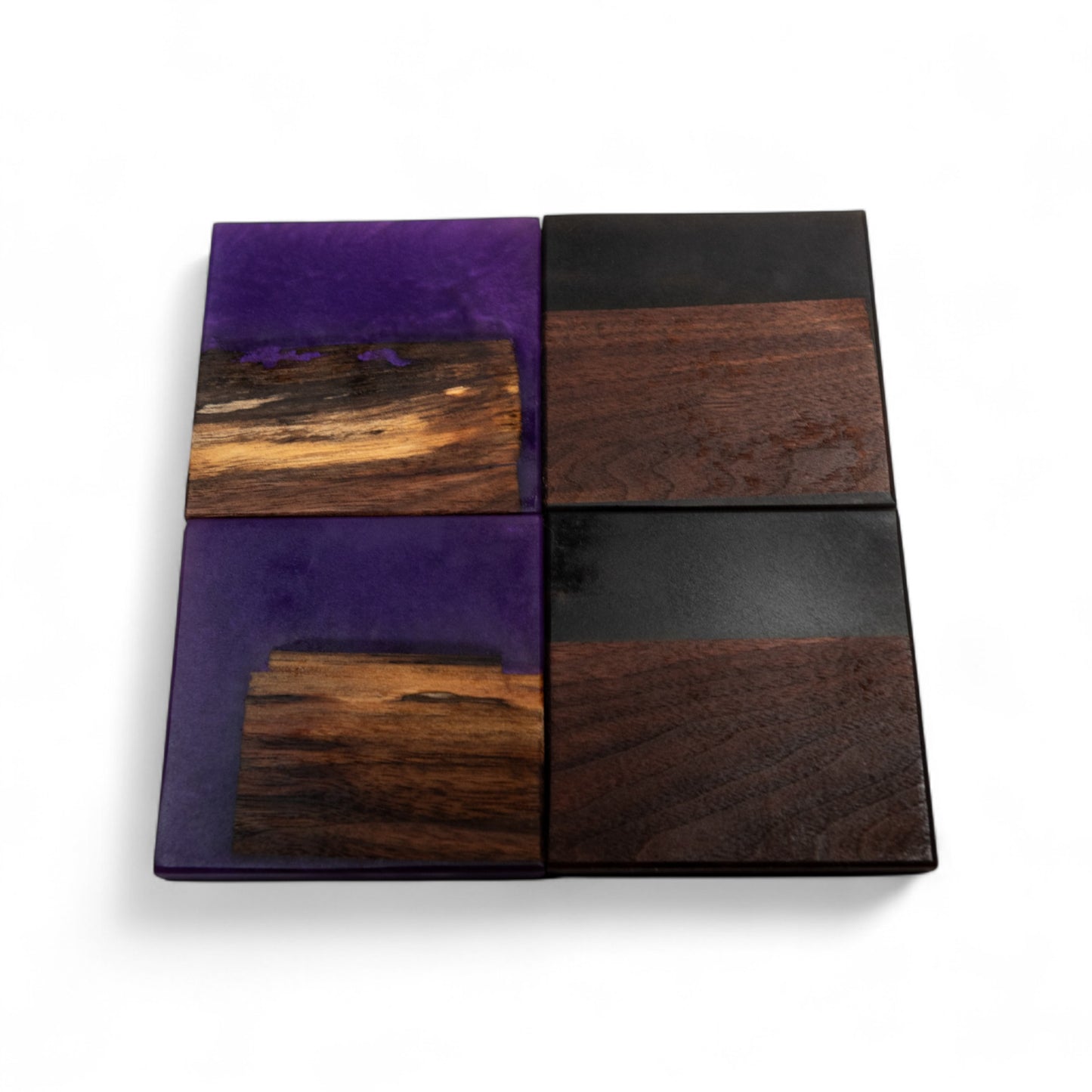 Walnut Wood with Black Purple/Purple Epoxy Coaster
