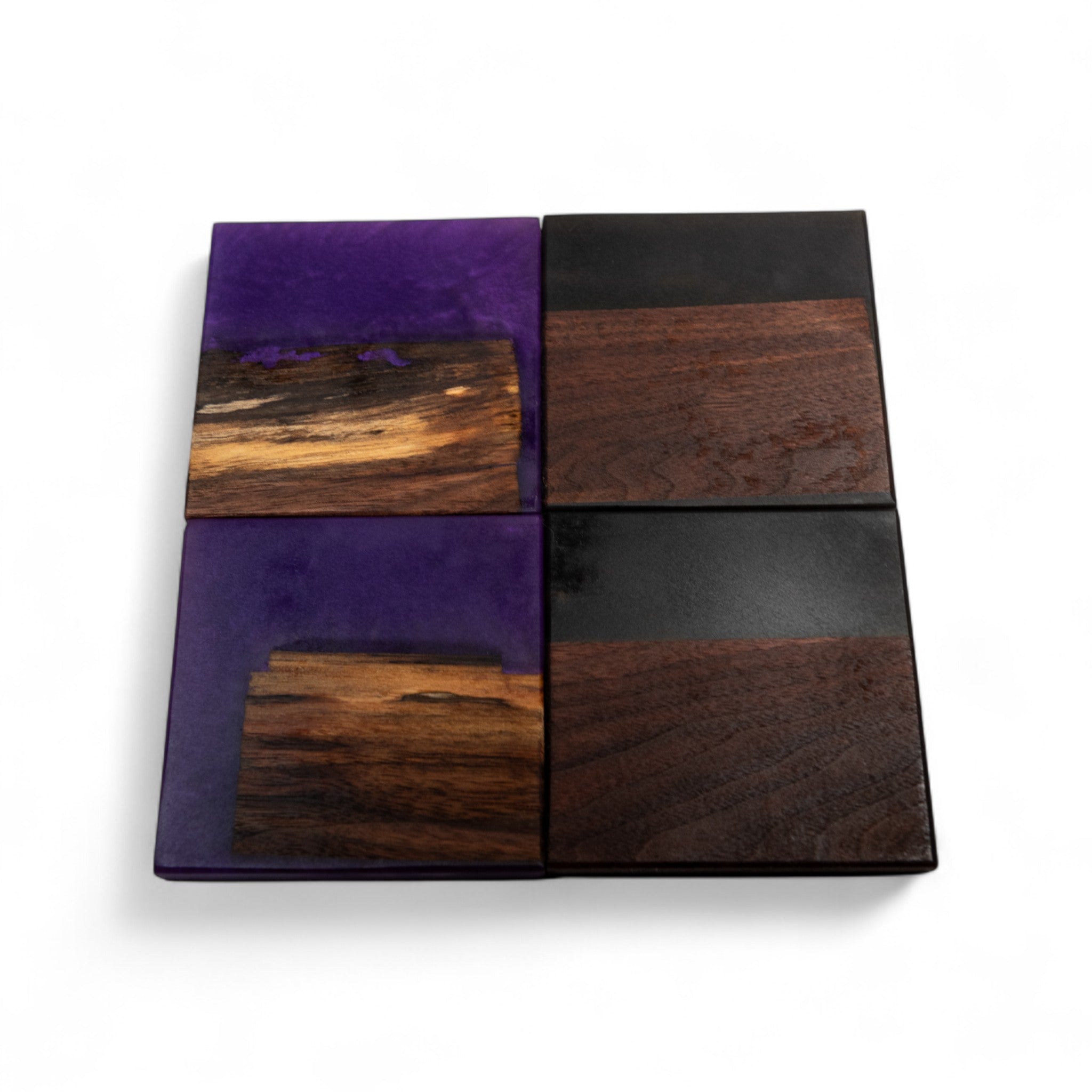Walnut Wood with Black Purple/Purple Epoxy Coaster