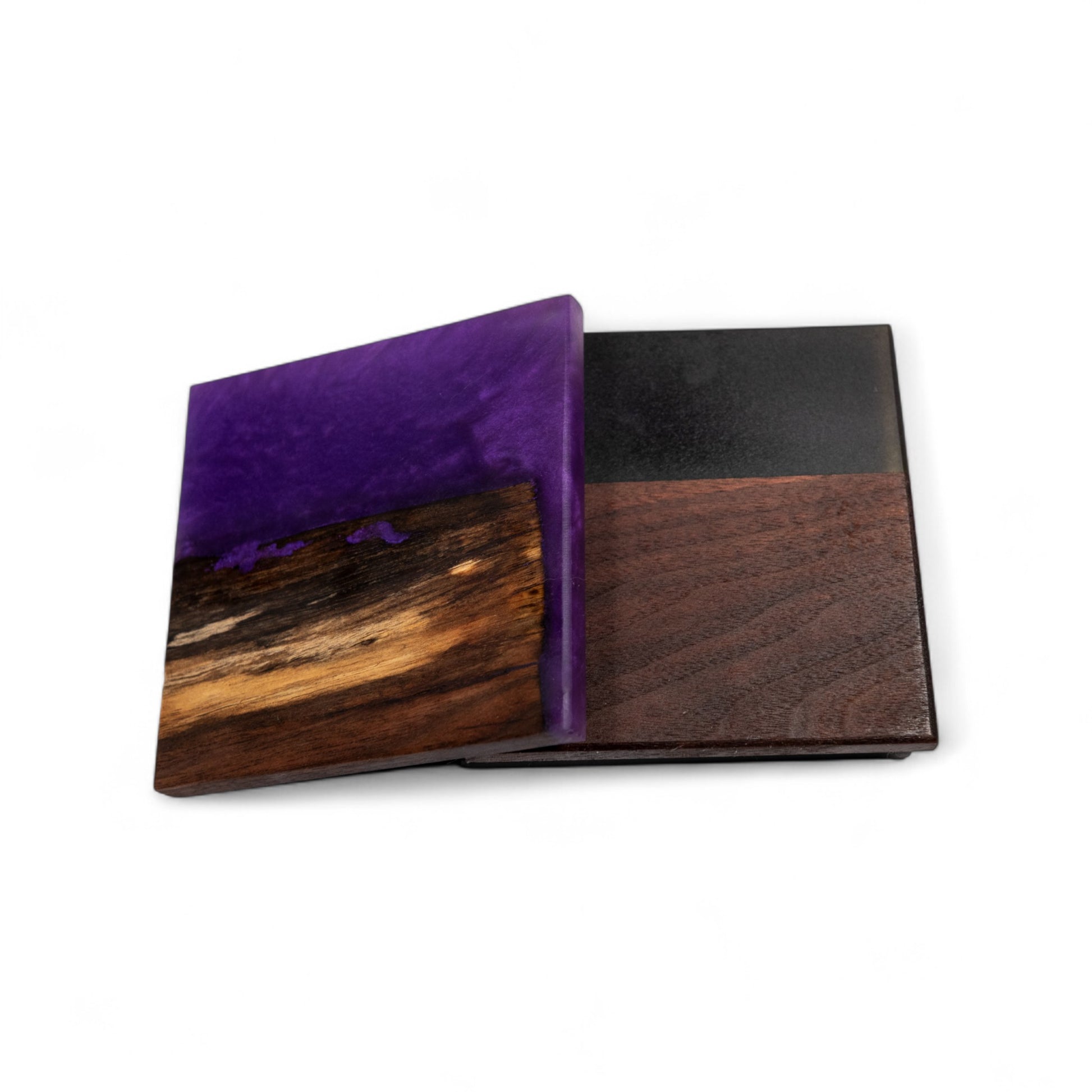 Walnut Wood with Black Purple/Purple Epoxy Coaster