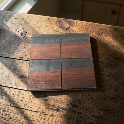 Walnut Wood with Black Smoke Epoxy Coaster