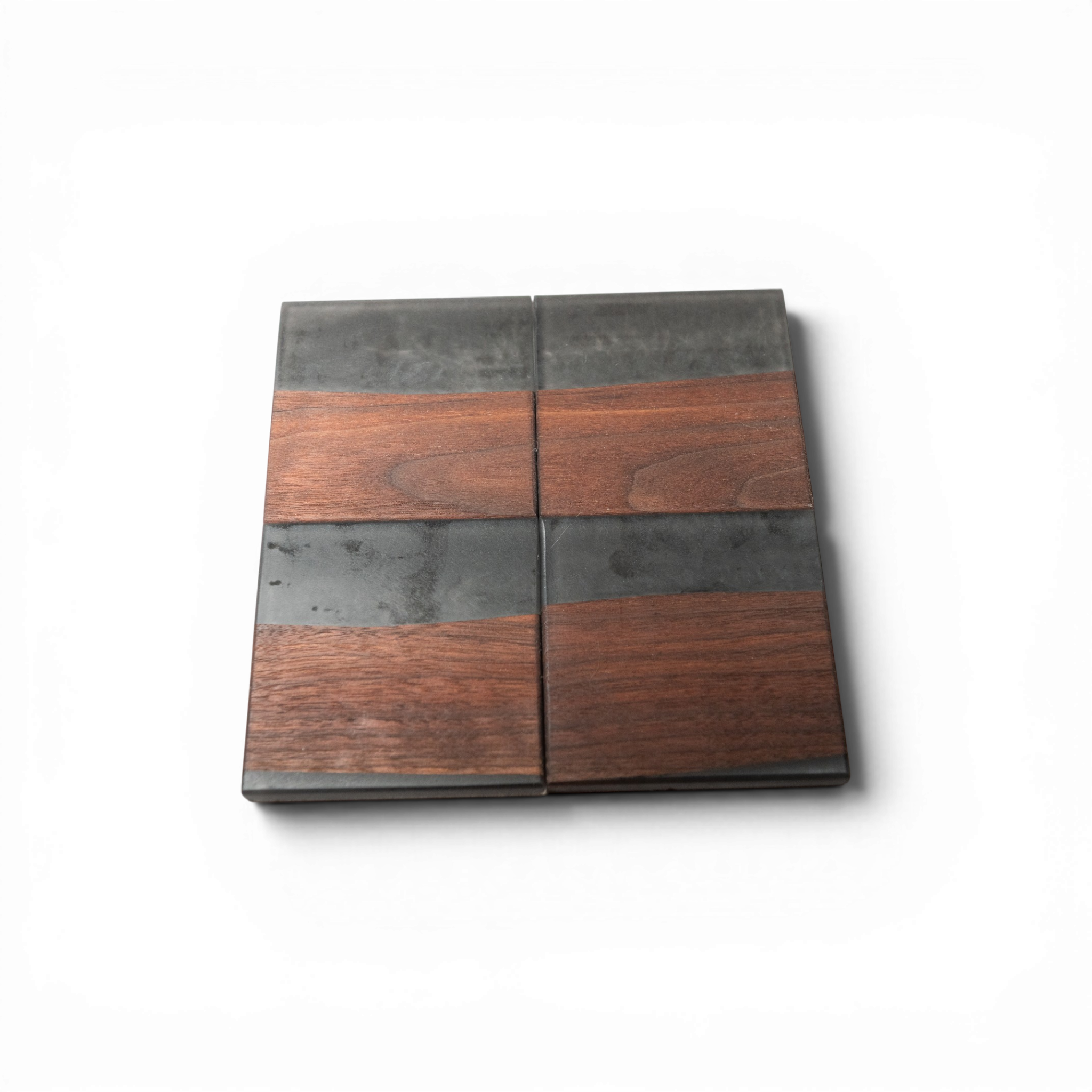 Walnut Wood with Black Smoke Epoxy Coaster