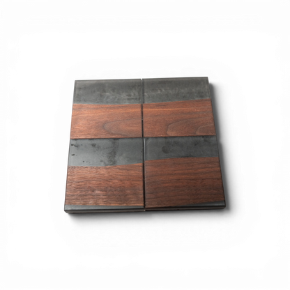 Walnut Wood with Black Smoke Epoxy Coaster