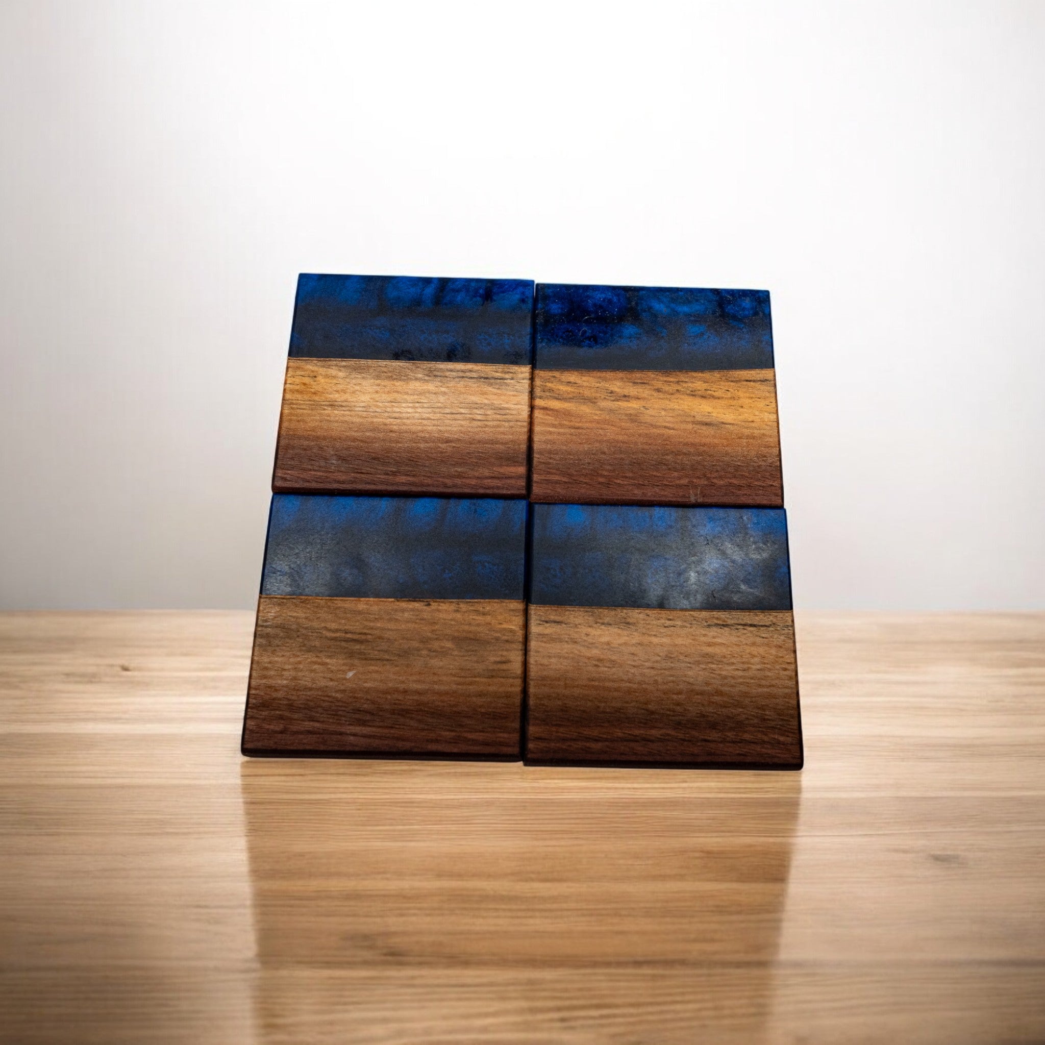 Walnut Wood with Dark Blue Epoxy Coaster