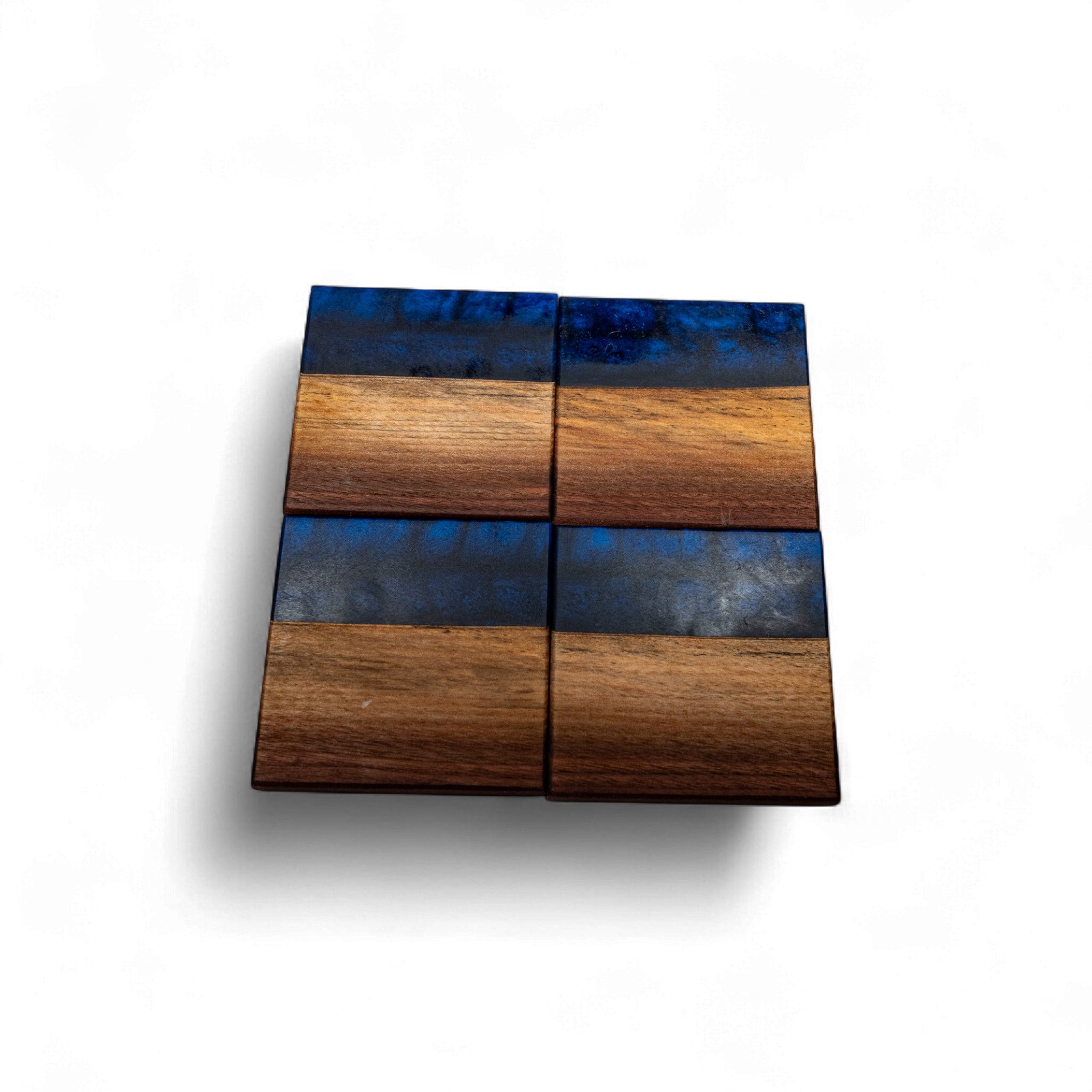 Walnut Wood with Dark Blue Epoxy Coaster