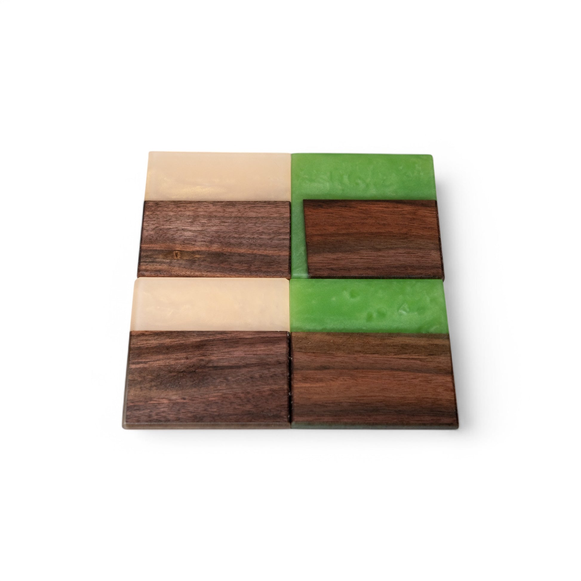 Walnut Wood with Olive/Tan Epoxy Coaster