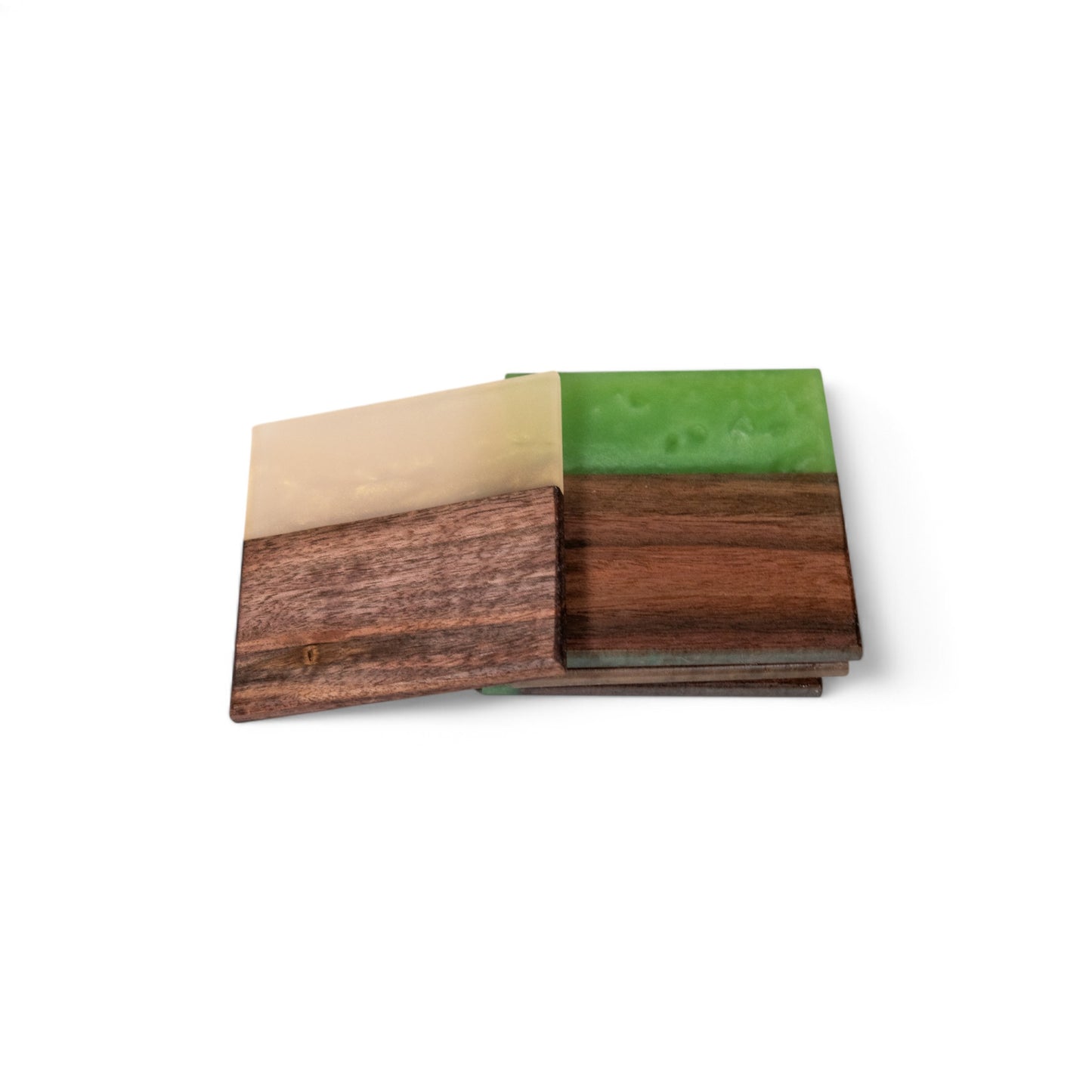 Walnut Wood with Olive/Tan Epoxy Coaster
