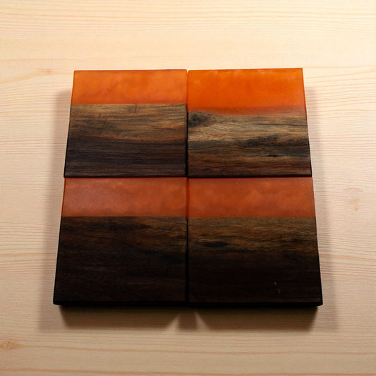 Walnut Wood with Red Epoxy Coaster