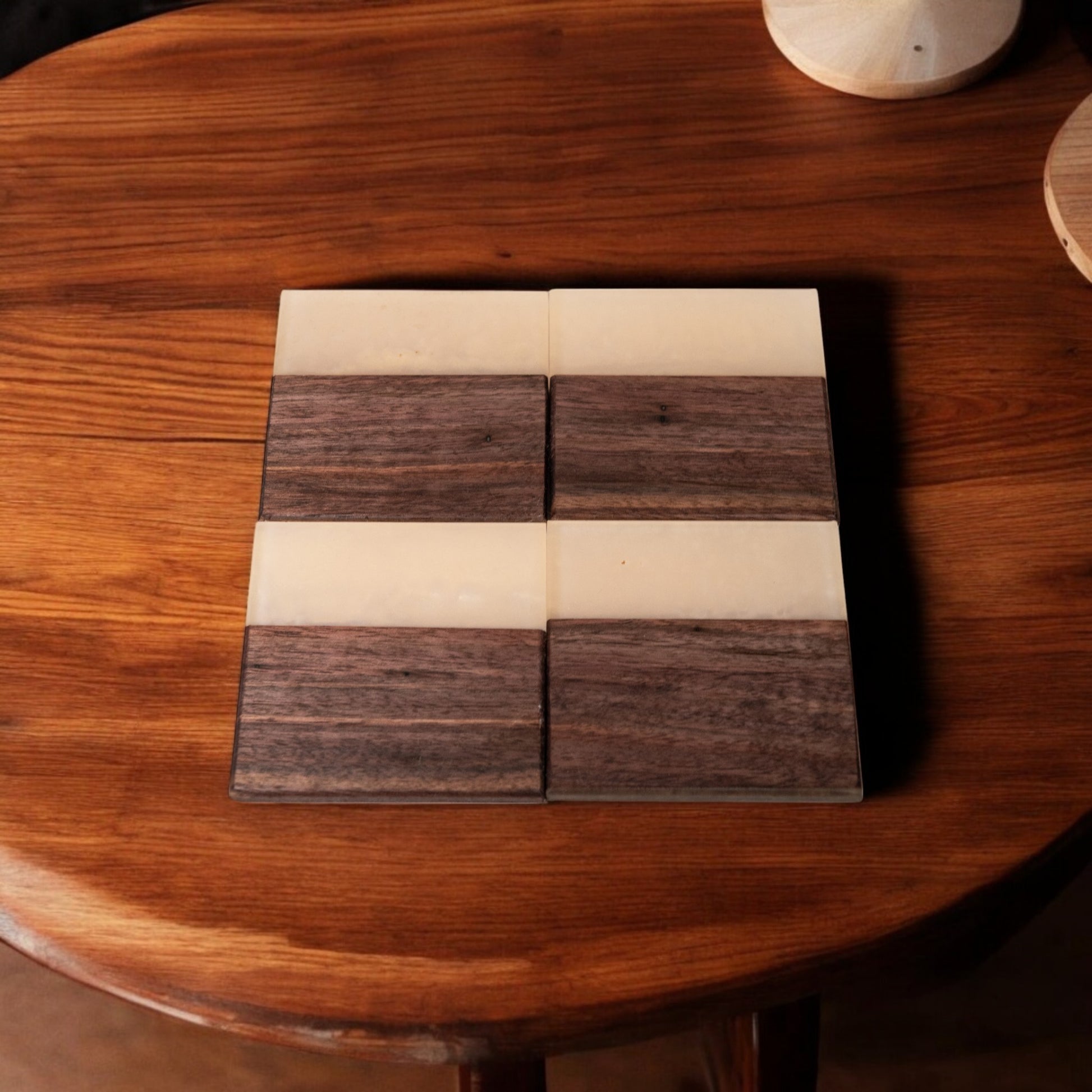 Walnut Wood with Tan Epoxy Coaster