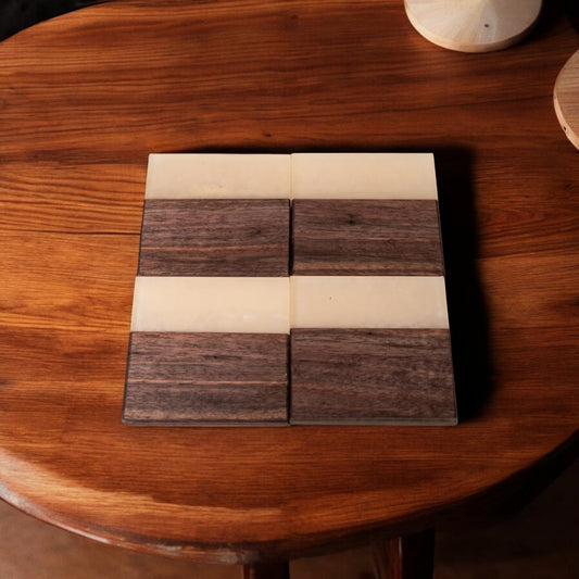 Walnut Wood with Tan Epoxy Coaster