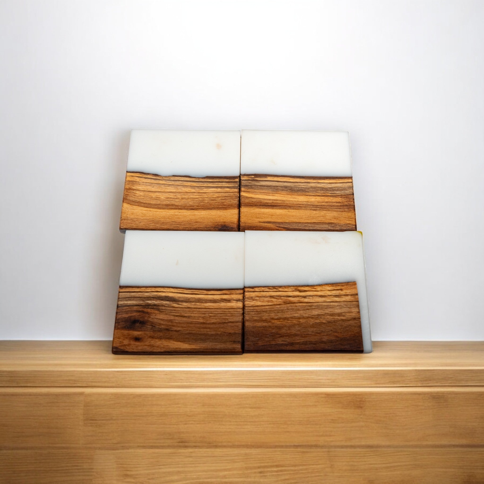 Walnut Wood with White Epoxy Coaster