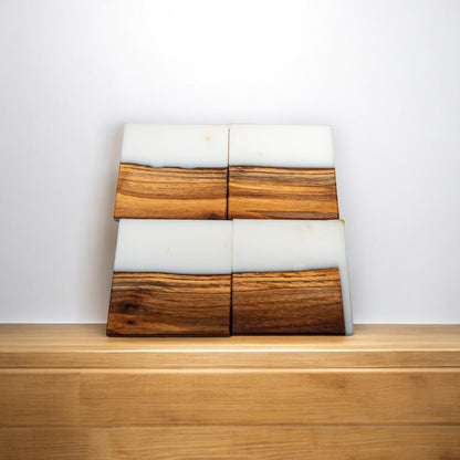 Walnut Wood with White Epoxy Coaster