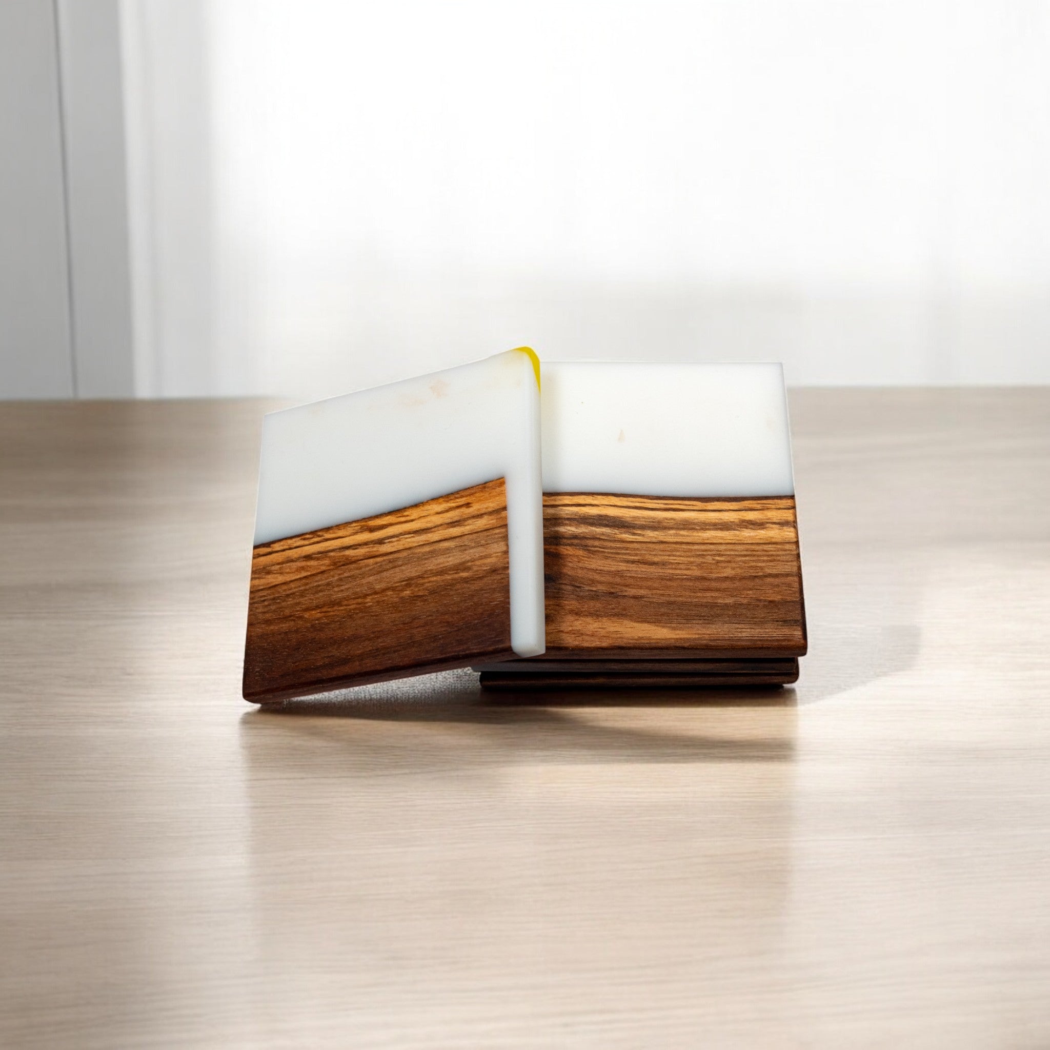 Walnut Wood with White Epoxy Coaster