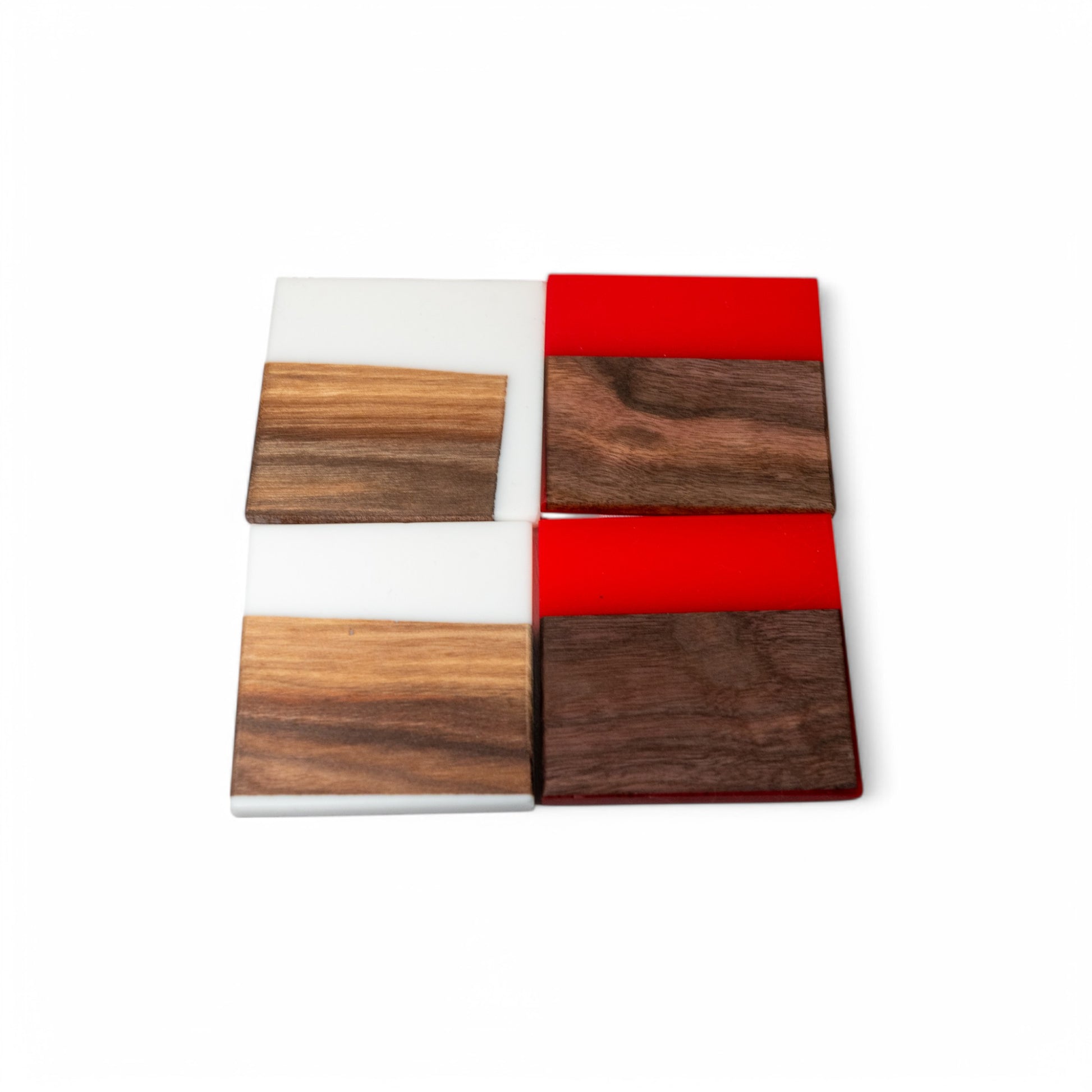 Walnut Wood with White/Red Epoxy Coaster